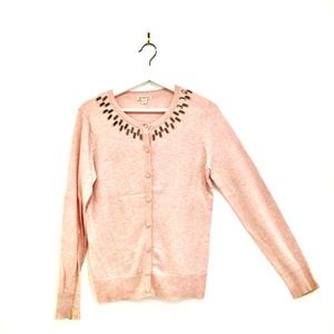 Women's Pink Crystal Embellished Sweater Sz M